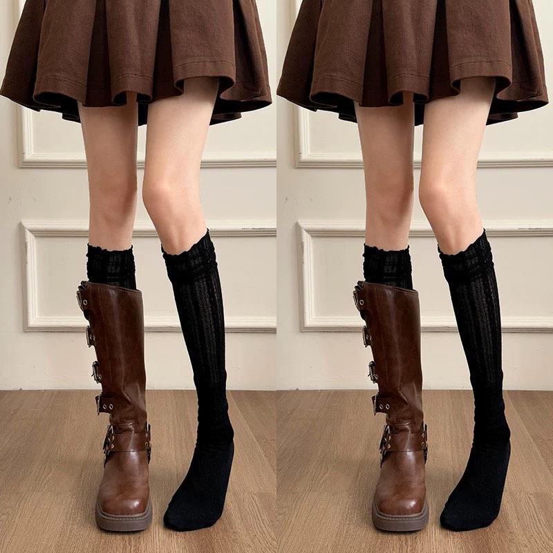 Women's White Lace Stacked Leg Warmers for Layering with Long Boots