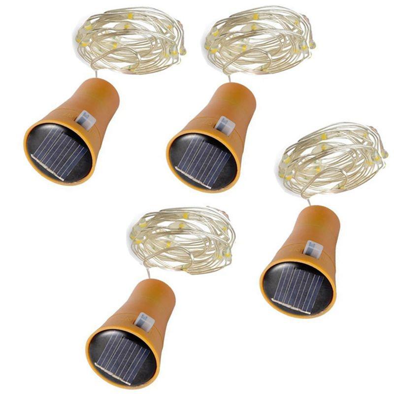 Solar Bottle Stopper String Lights - Copper Wire, Outdoor Decorative Wine Bottle and Courtyard Lights for Ambient Atmosphere