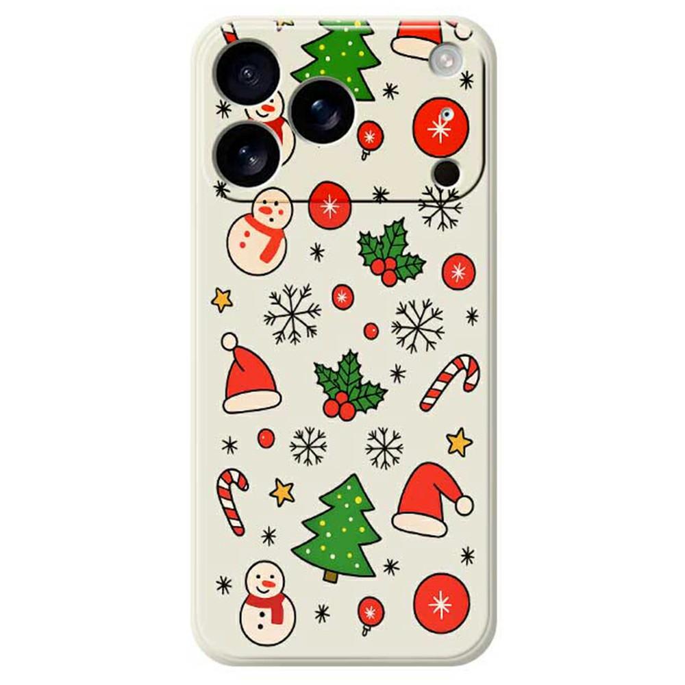 For iPhone 17 Pro Max Case Christmas Elements Pattern Printing Straight Edge TPU Phone Back Cover