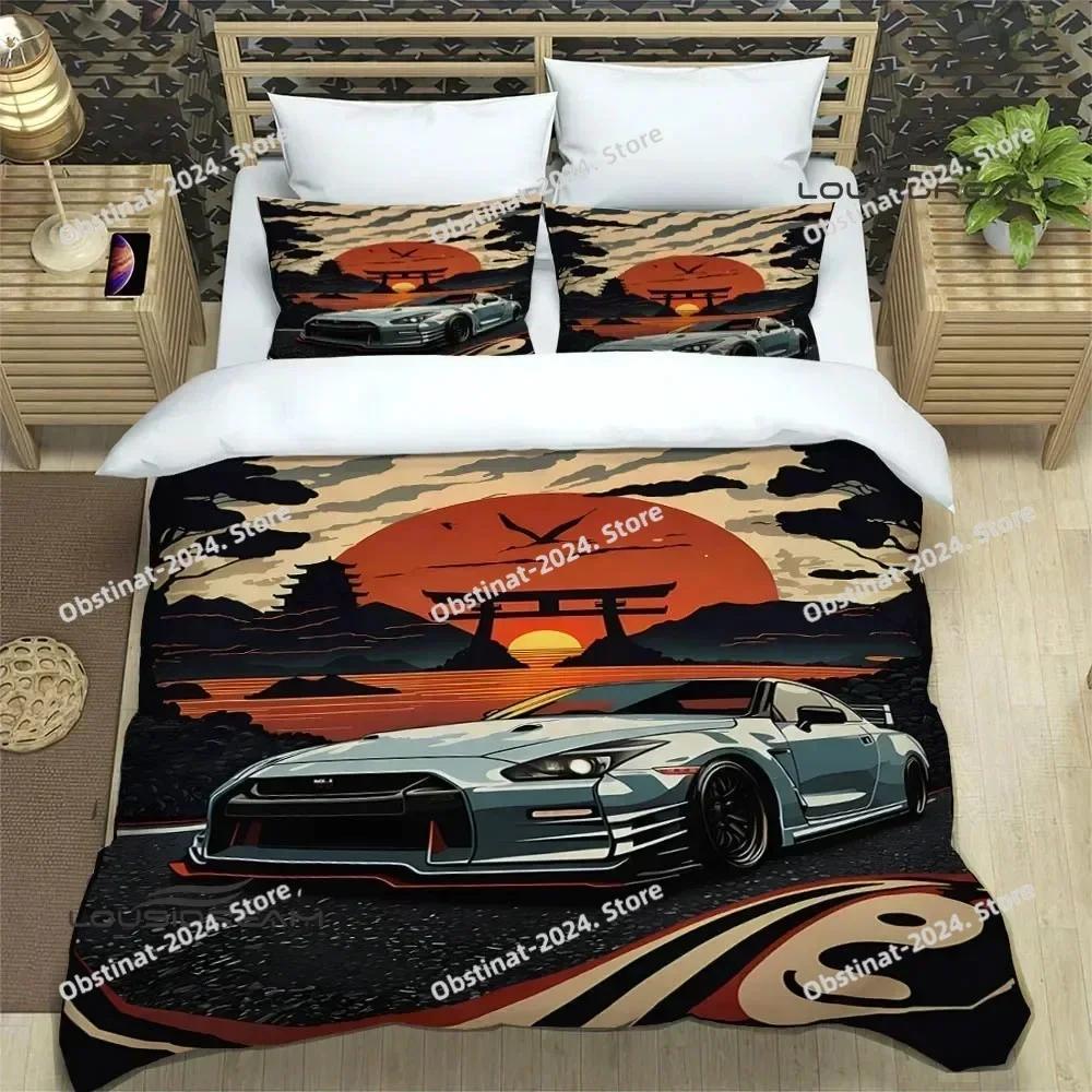 Top GTR racing retro Bedding Set Printed single Comforter Quilt Bed Cover Duvet Cover Pillow Case 3 Pieces Sets Kids Adult Size