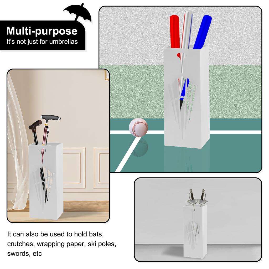Umbrella Holder Metal Free Standing Umbrella Stand Rack Rectangular Multipurpose Indoor Walking Stick Holder for Home Entryway