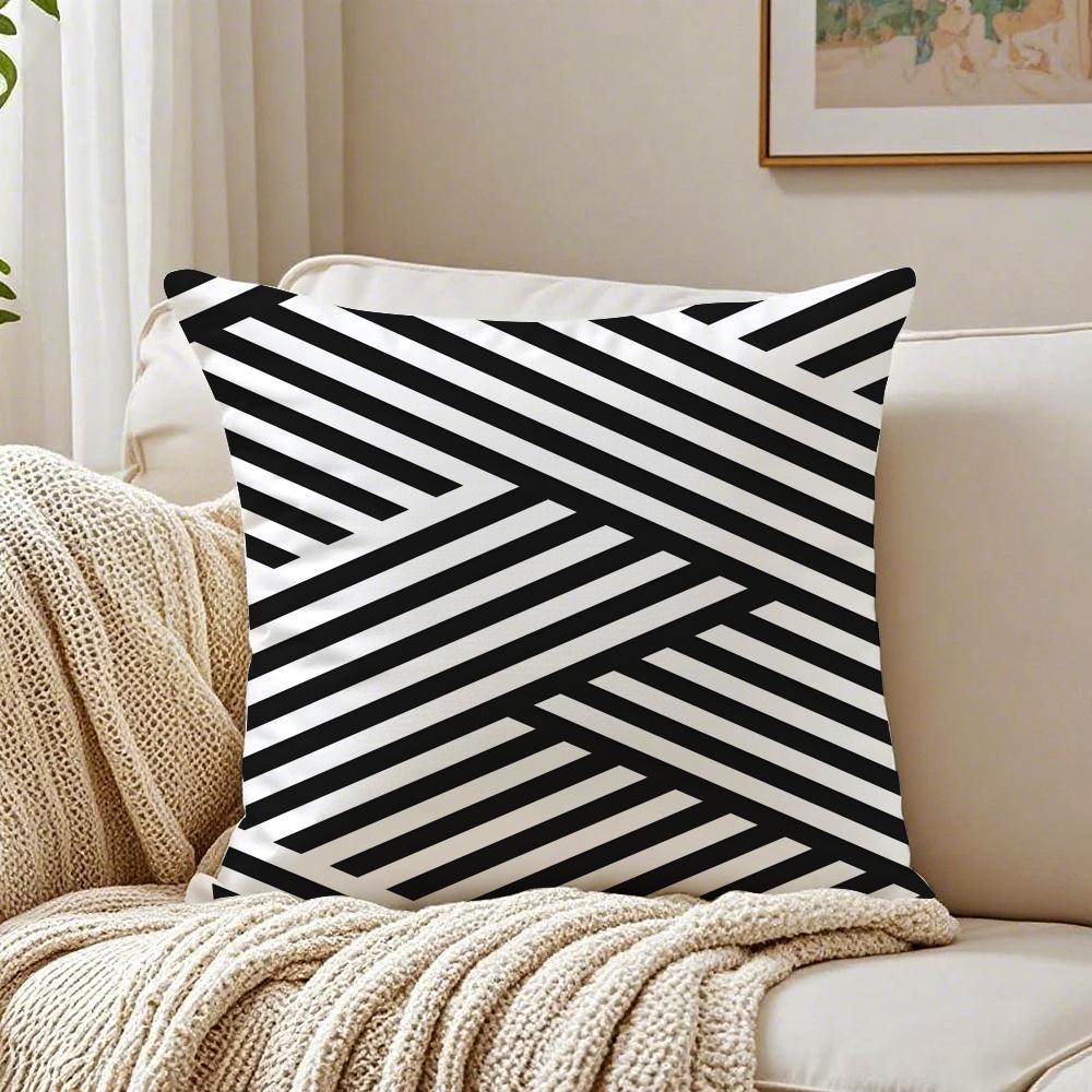 Minimalist Black and White Geometric Lines Cushion Cover Pillowcase Antidustmite Living Room Sofa Decor Cushion Room