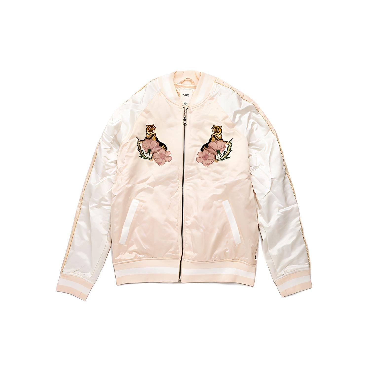 (WMNS) Vans Tiger Floral Embroidery Baseball Jacket Pink Women s VN0A3D7LQIP L