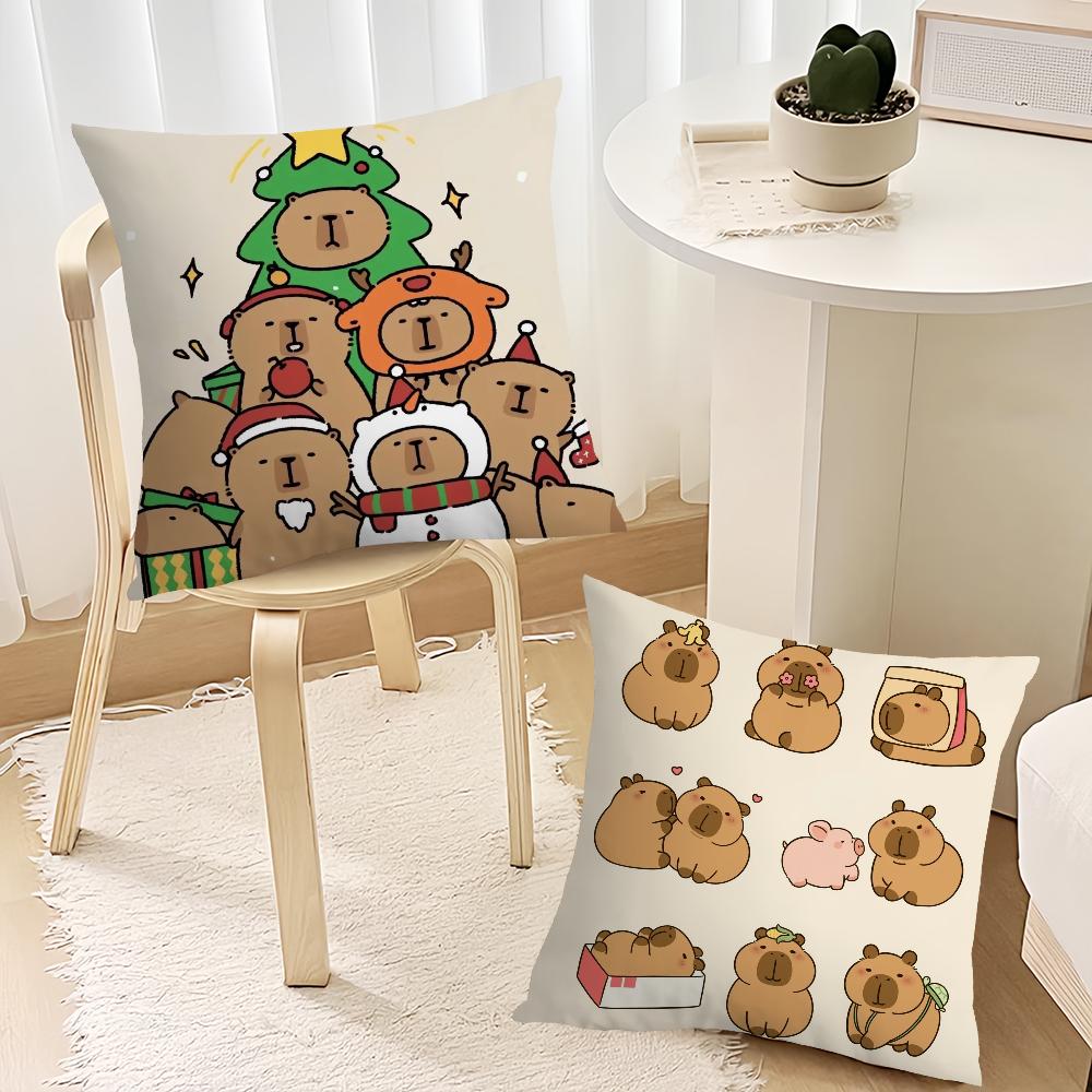 Kapybara Kreslená Roztomilý Povlak na polštář Pohovka Obývací pokoj Ložnice Čelo postele Opěrka zad Čtvercový polštářek Doba spánku