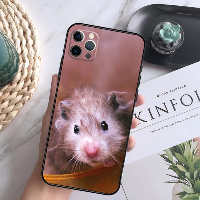 Cute Adorable Hamster Soft Case For iPhone 16 Pro Max 13 12 Mini XS Max X XR 11 15 Pro Max 14 Plus Back Cover
