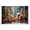 Mocsicka Winter Christmas Snowscape Decorations Photography Background Bear Photo Gifts Window Toys Indoor Candle Props Studio