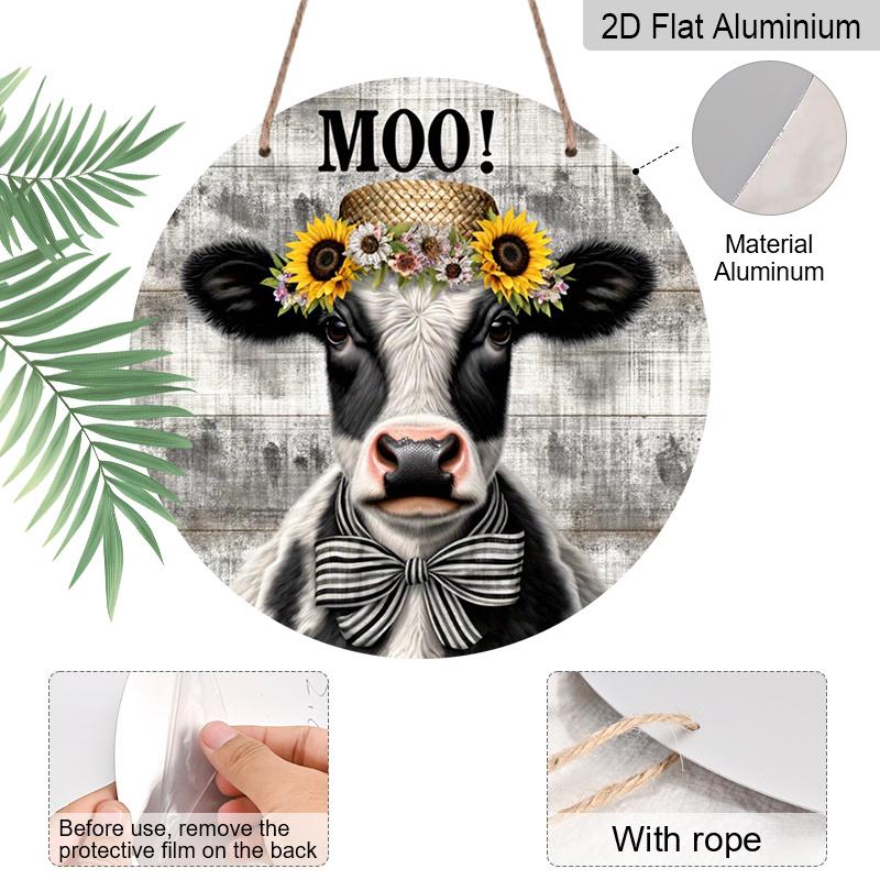 2D Flat 1pc, 8x8 in, Rustic Cow "Moo Y'all" Aluminum Metal Sign, Printed Artwork, Farmhouse Wall Decor, Home & Garden, Kitchen, Bar, Garage, Shop