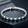 Schattige Groene Kristal 4mm Ronde Steen Witte Zirkonia 17/19cm Armbanden voor Vrouwen Vintage Zilverkleurige Kettingen Armband Bruiloft Sieraden