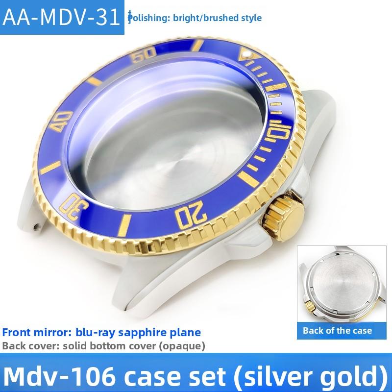 MDV106 Metal Case Film Bezel Bumper Armor For Casio MDV-106 Stainless Steel Crown Caseback Sapphire Glass Men Watch Accessories