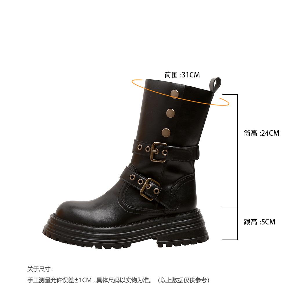 

Cowhide version~ platform-soled Maillard medium tube short boots women s 2025 autumn new British style retro brown Martin boots 35