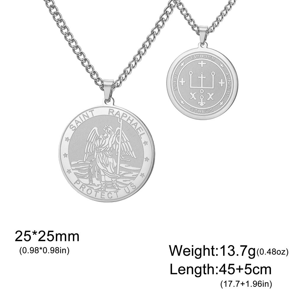 Dawapara Archangel Raphael Prayer Necklace Healing Guardian Pendant Patron Saint Catholic Jewelry Stainless Steel