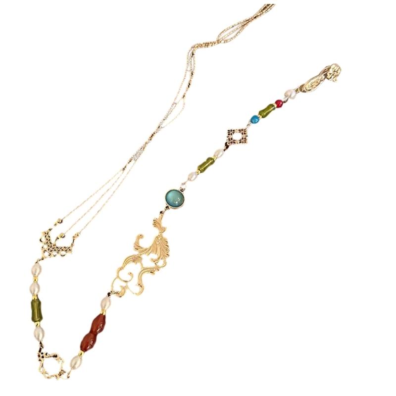 

Unique Waist Pendant Chinese Mamianqun Skirt Accessories Chain with Beads Waist Wear Pearls Flower Chain