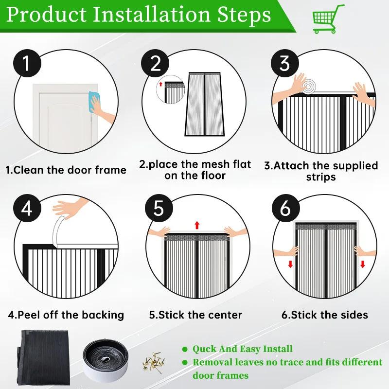 Magnetic Screen Door Curtain Mosquito and Insect-Proof Mesh Door Curtain Magnetic Sealing Device for Window and Door Screens