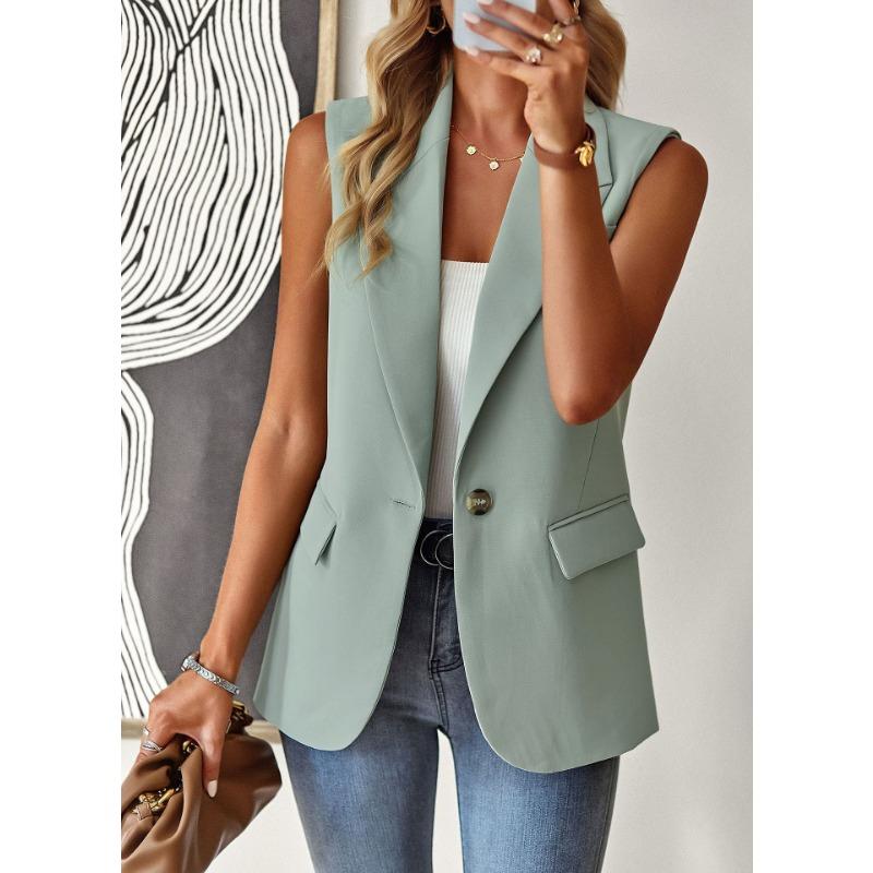 

Blazer Women s Spring and Summer Loose Temperament Commuter Sleeveless Suit Vest XL зелений
