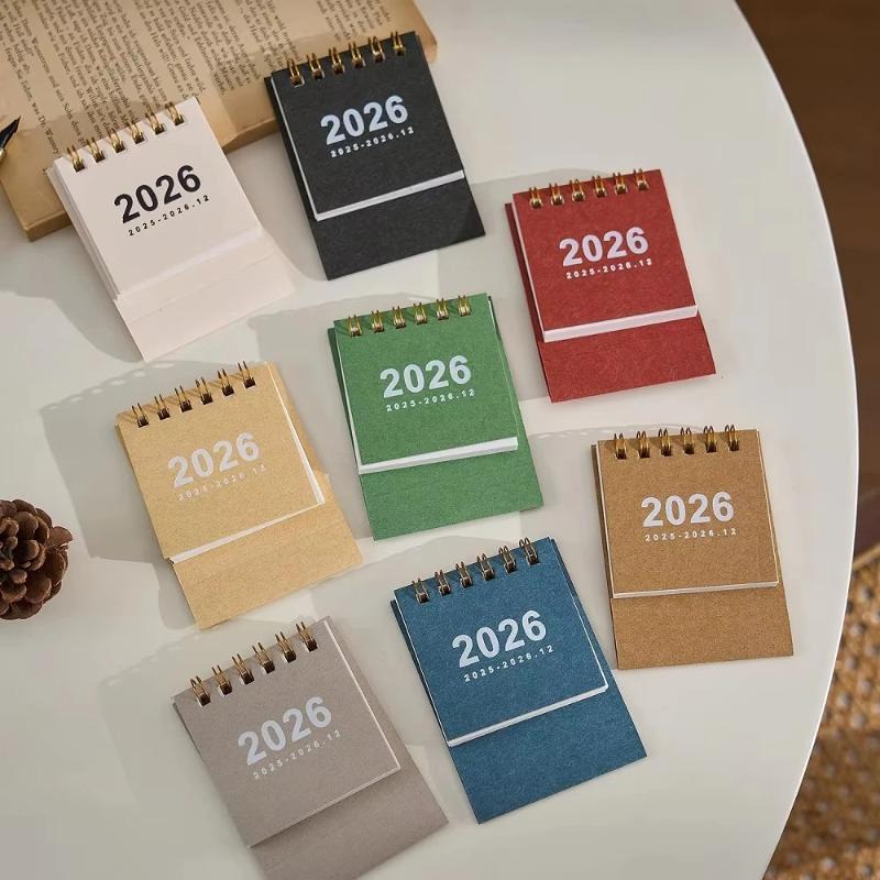 2026 Mini Desktop Calendar - Spiral-Bound Office Decor with Creative Designs, Perfect for Scheduling & Workspace Organization
