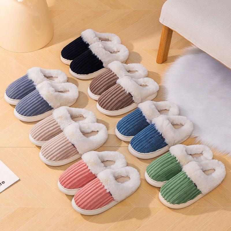 Cotton shoes women's new winter velvet thickened one-pedal home cotton shoes casual versatile warm cotton slippers