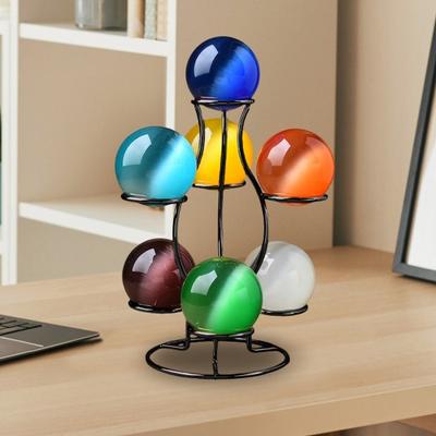 Sphere Metal Display Stand 7 Crystal Fortune Ball Decorative Glass Faux Ball Globe Stone