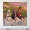 Anime Tapestry Wall Hanging Aesthetic Room Decor Fantasy Trio Meadow Sunset Art Cloth Backdrop Manga Inspired Cool Gifts