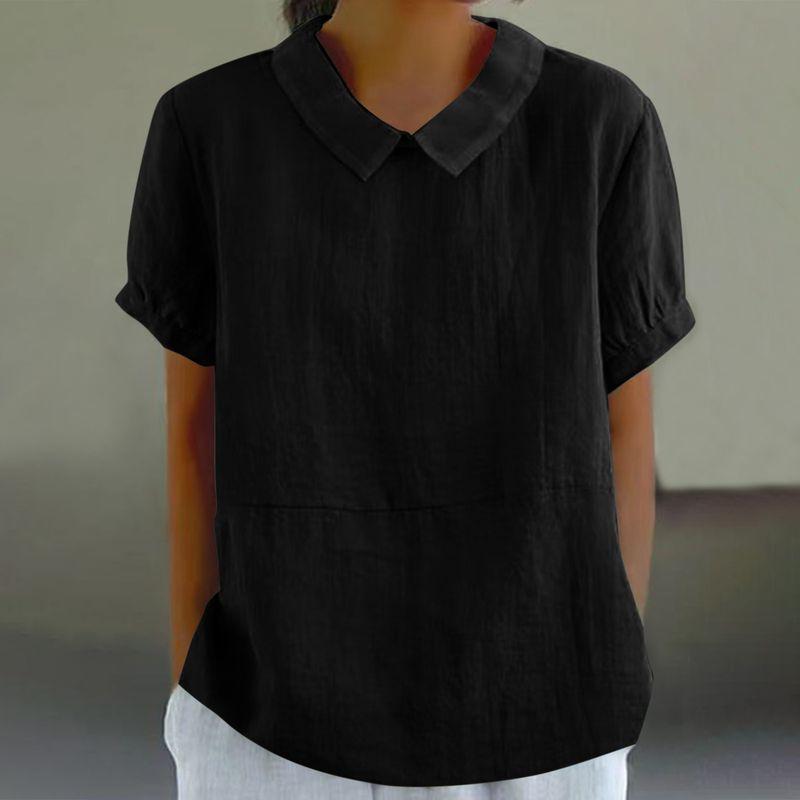 Loose Collar Short Sleeve Shirt for Women Loose Lapel Short sleeve Shirt Women