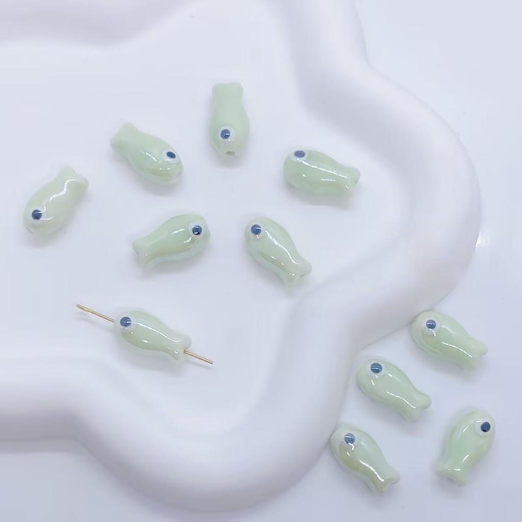 Hand-Painted Small Fish Eye Ceramic Beads for DIY Necklaces & Bracelets