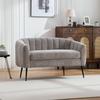 Mini-Chaiselongue mit Chenille-Bezug (Akzent), Glamouröser Zweisitzer mit Metallbeinen & gerilltem Polster, Wohnzimmer, Schlafzimmer, Büro, Kleine Räume, GRAU