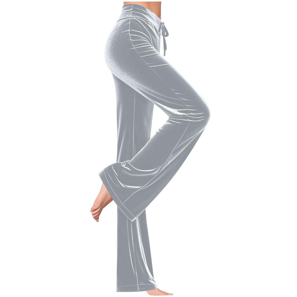 Women's Casual Solid-Color Pants High-Waisted Drawstring Trousers