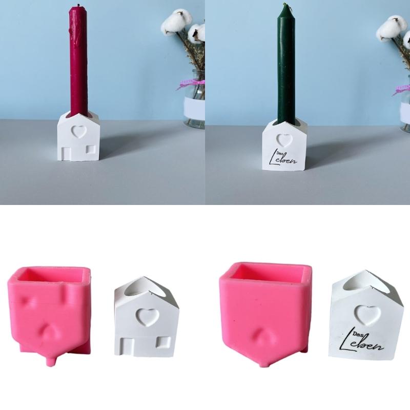Silicone Molds Small House Candlestick Molds Candle Holder Molds Plasters Molds Castings Mould FOR Home Decoration