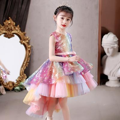 Girls Dress Princess Sequins Trailing Formal Ceremony Children Party Gown Kids Dresses for Girls Birthday Party Dress