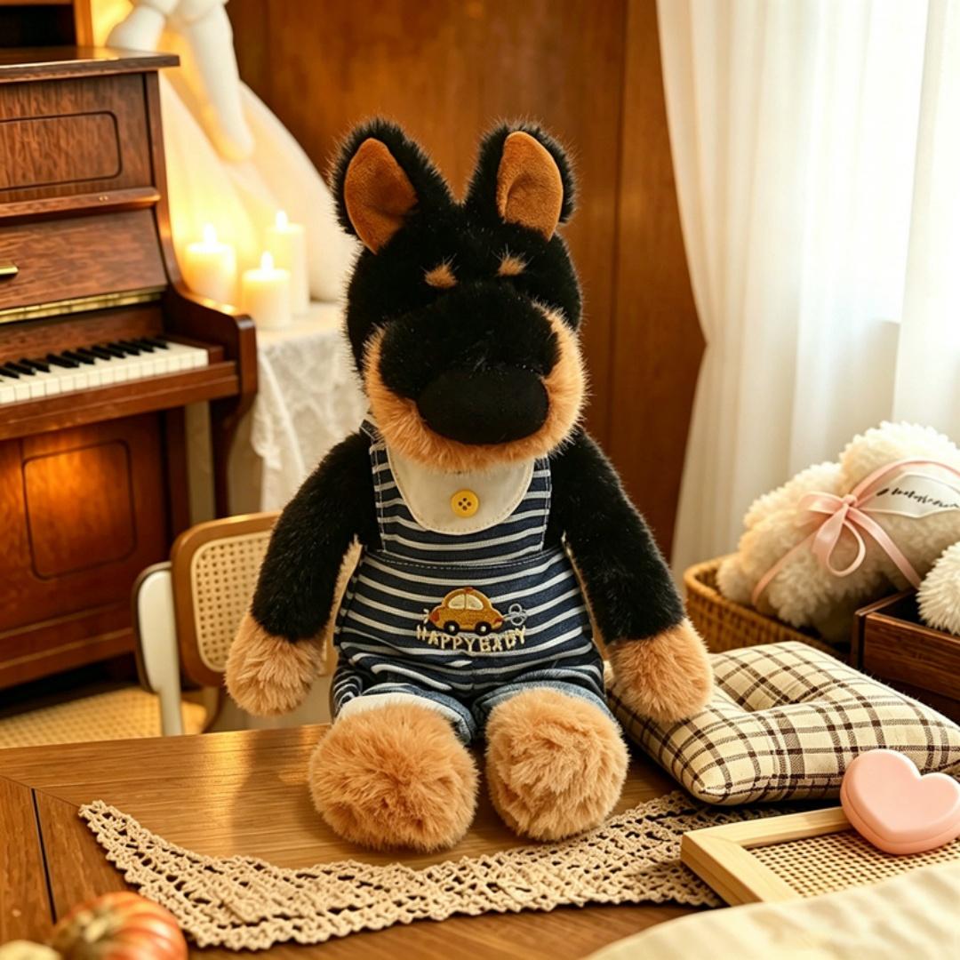 Schattig Gekleed Bosdier Pluche Speelgoed Zacht Knuffeldier Leeuw Vos Dubin Hond Met Kleding Knuffel Voor Kinderen Verjaardag Kerstcadeau black