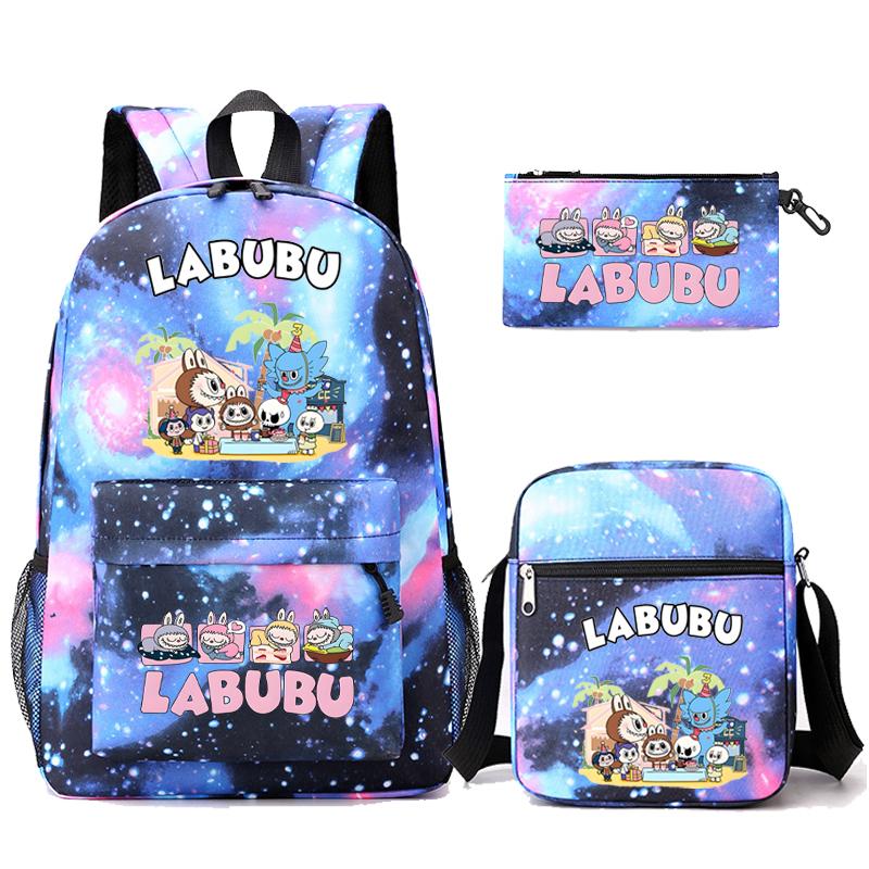 3Pcs/set Cartoon Printed Backpack Teenager Student Boy Girl Schoolbag Larger Capacity Bagpack Travel Bag Kid Gift Mochila