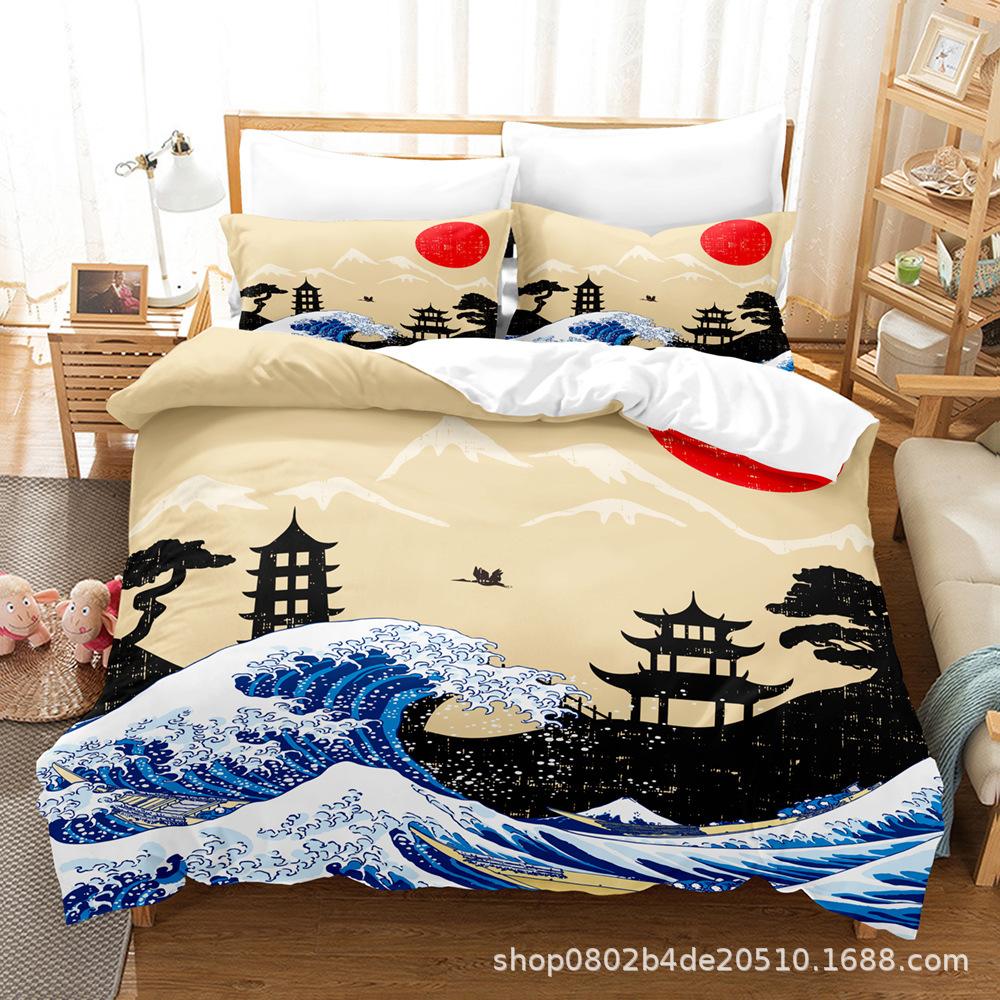 Home Textile Landscape Painting Series Three-Piece Set, Bed Sheet Quilt Digital Printing Kit, Come To The Picture And Sample