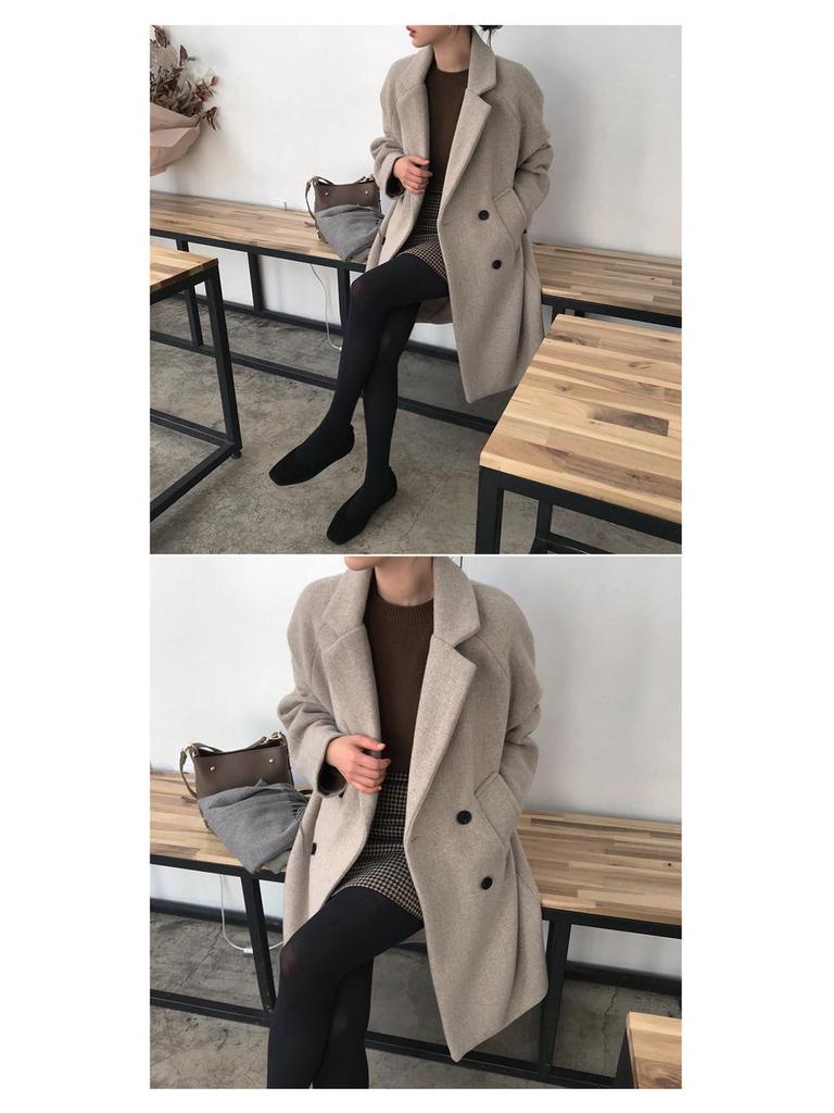 Cai Daifei 2025 Spring/Summer Women's Slim Wool Coat, Medium To Long Length, Large Sizes Available