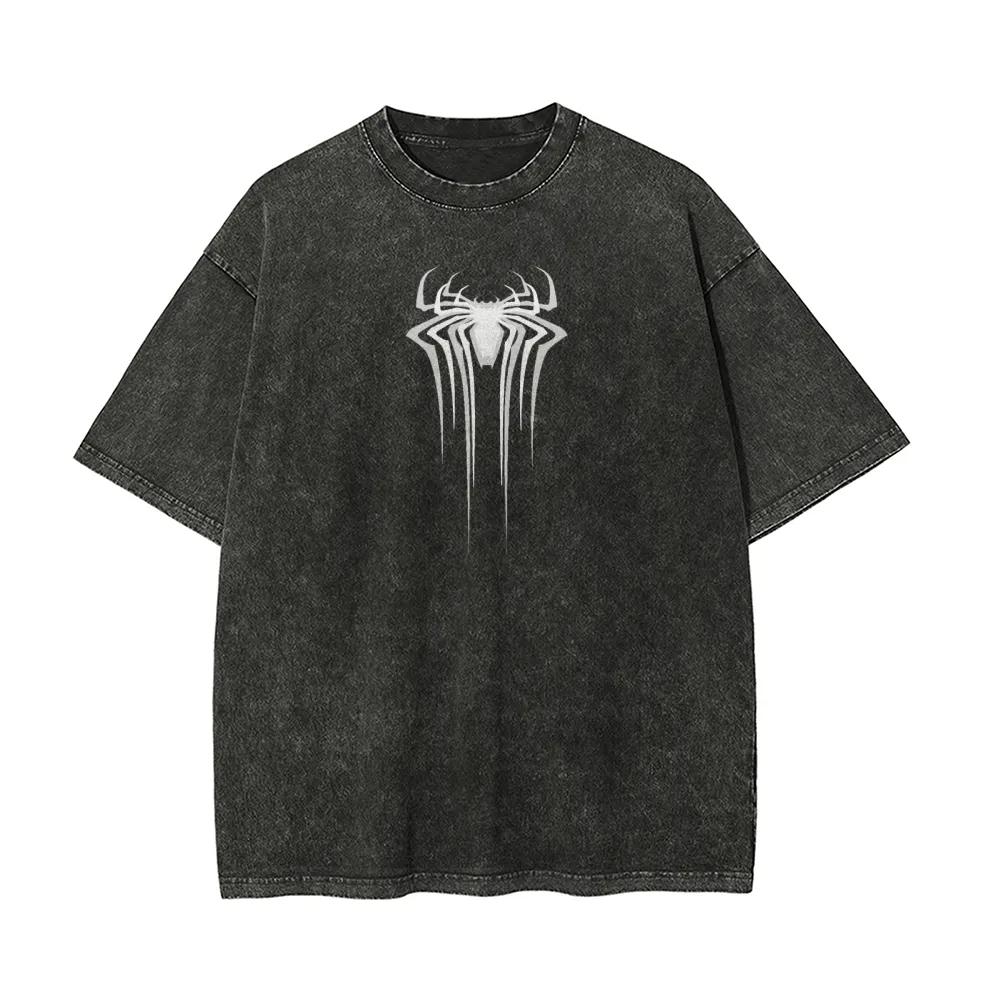 

Marvel Spider-Man Printed Short Sleeve TShirt Casual Summer Wear Men s Street Clothing Men s Clothing Washed and Old S