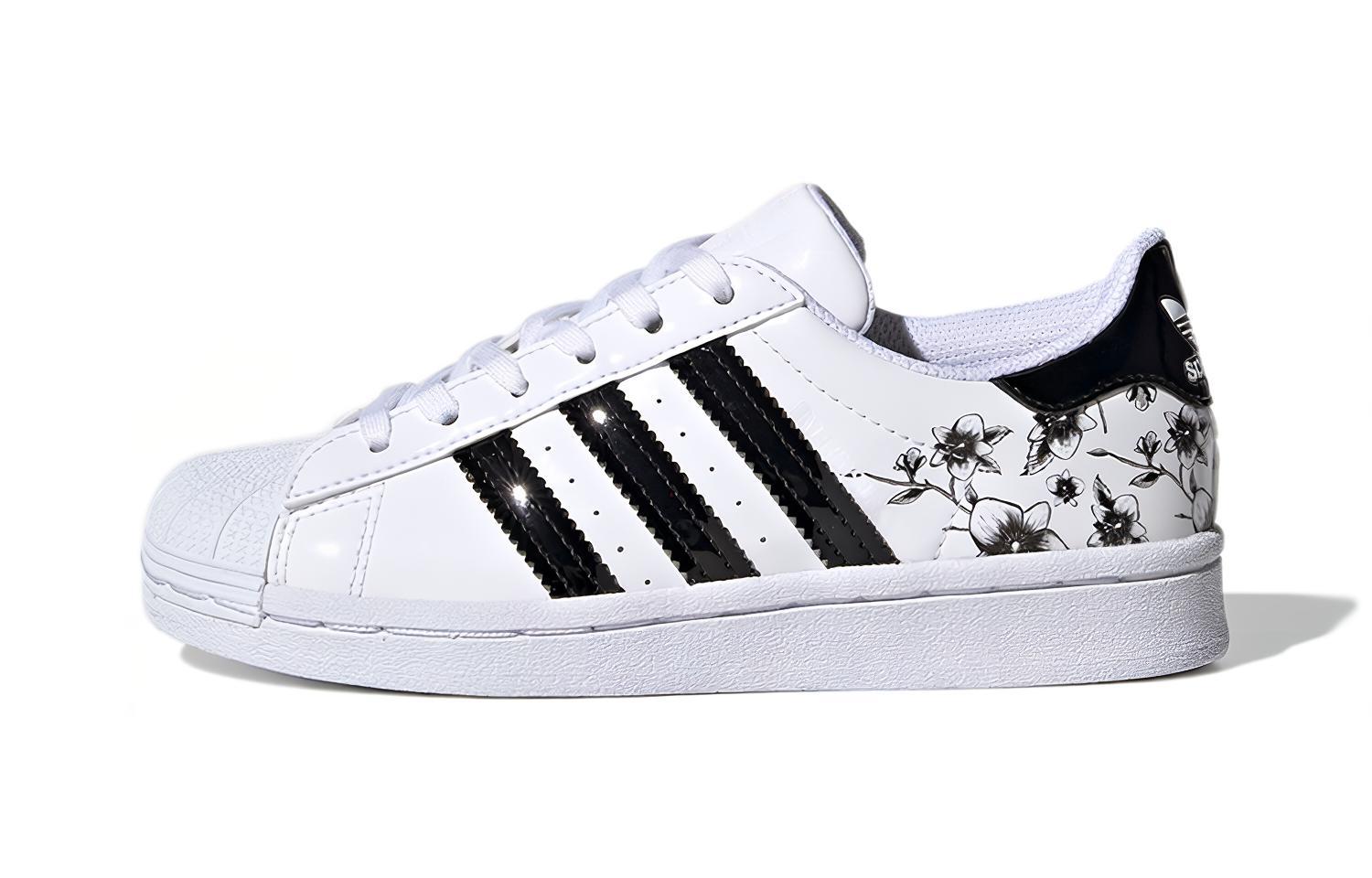 

Adidas Originals SUPERSTAR Floral Wear-Resistant Low-Top Kids Skateboarding Shoes White Children Aged 3-7 Years Old FW0777 30.5
