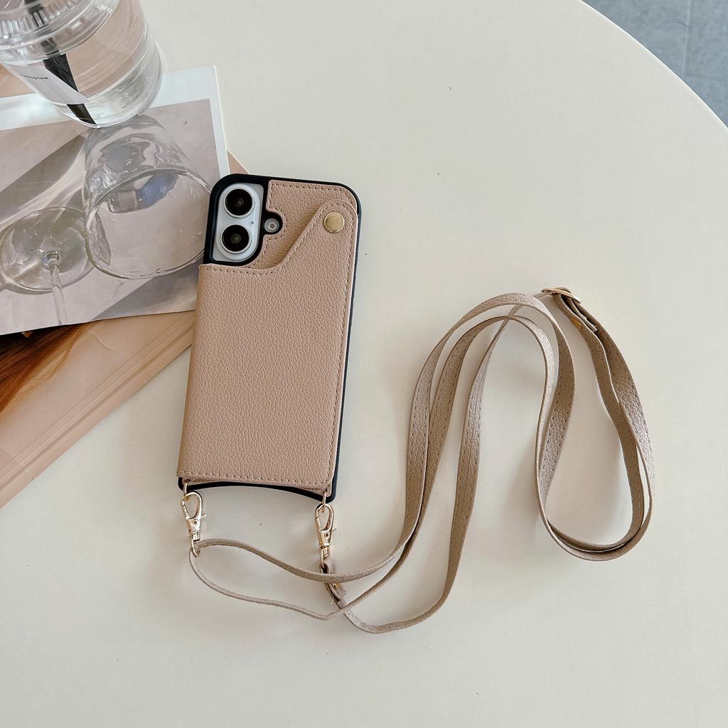 Mirror Crossbody Rope Phone Case for IPhone 16 15 Plus 14 13 12 11 Pro Max X XR 7 8 Wallet with Card Holder Leather Flip Cover