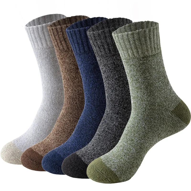 5 Pairs Men s Thick Hiking Thermal Socks, Warm Cold Weather Winter Outdoor Socks One Size