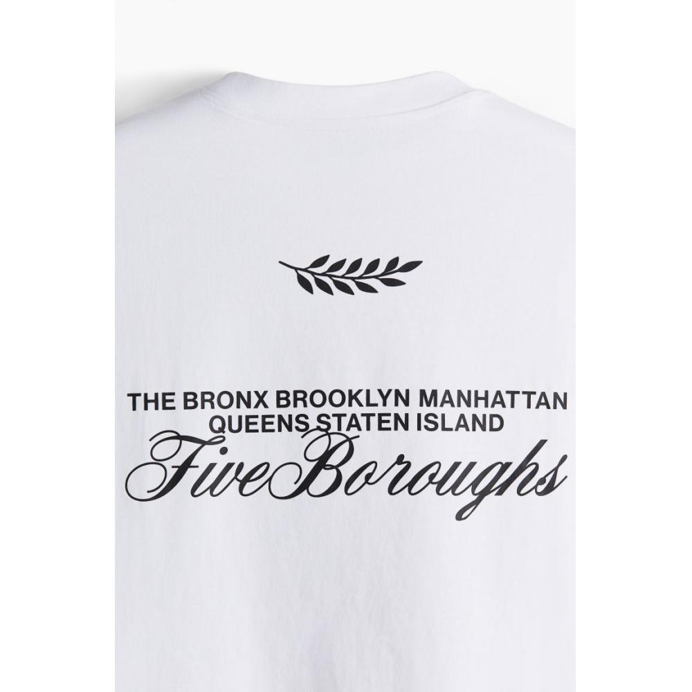 H M Loose FiT PrinT T sHirT wHiTe New York