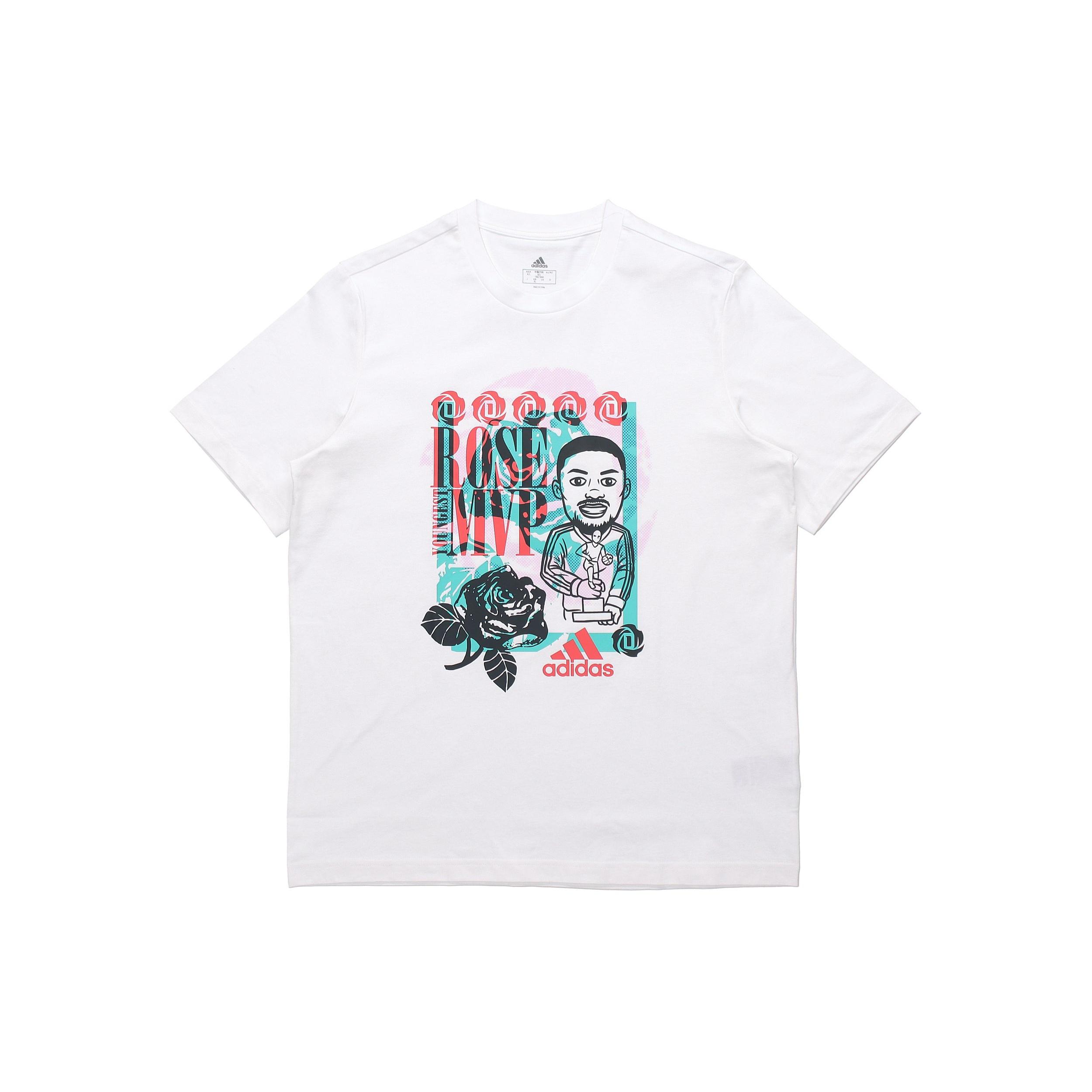 adidas Rose Avatar Mvp Casual Sports Cartoon Printing Short Sleeve White Men s GP3442 L