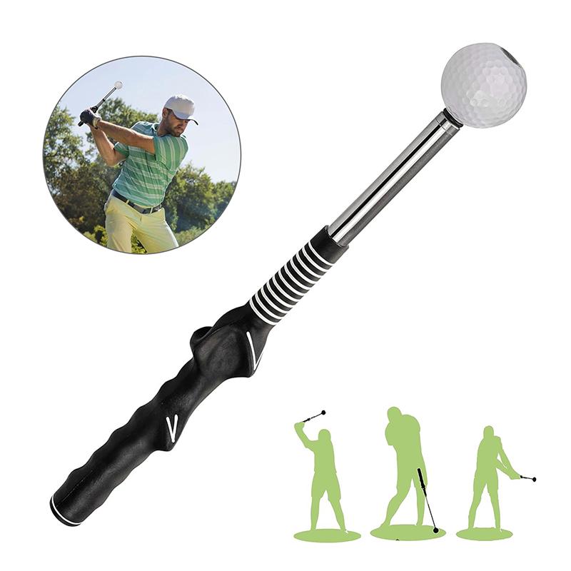 Golf Retractable Swing Practice Stick Trainer Golf Sound Assistant Practitioner Anti-Slip Rubber Grip Posture Aid Corrector