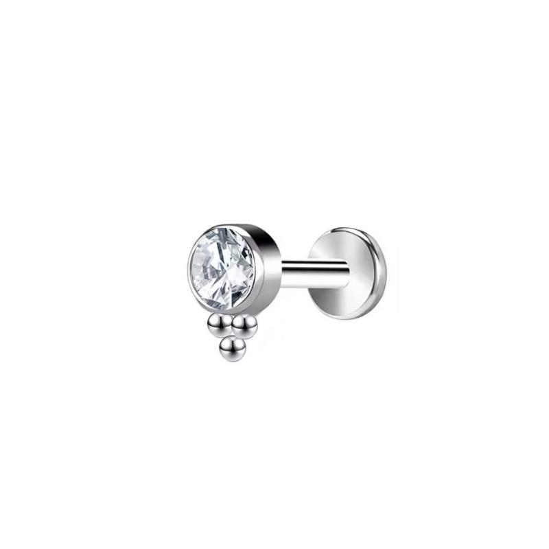 Hot Sale Body Jewelry: Titanium Labret Flatback Tragus Earring Stud Internal Thread Zircon Rings