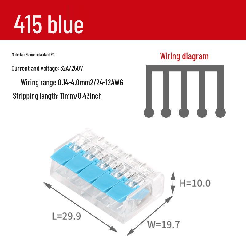 90PCS Quick and Transparent Wire Connectors - Models PCT412, PCT413, PCT415 (75 Cross-Border Pieces)