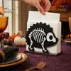 Dark Theme Table Organizer Halloween Wooden Napkin Holder, Ghost Pumpkin Skeleton Cat Bat Tissue Dispenser, Waterproof Gothic Room Decor Tabletop for