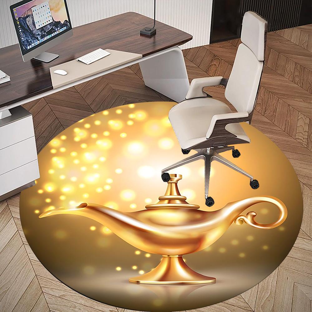 1pc magic lamp Round Chair mat Area Rug - Non-Slip, Floor Mat for Office, Bedroom, and Indoor Decor c1125232