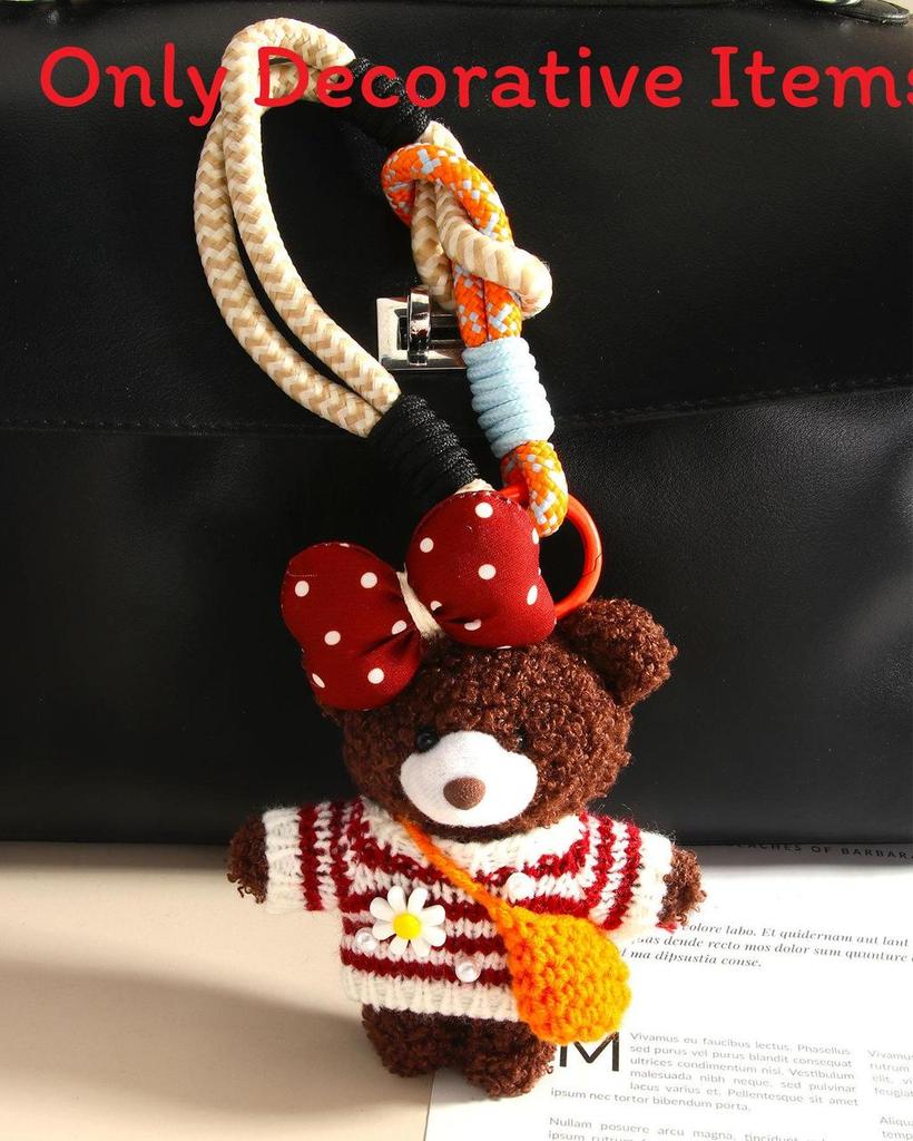 Cute Plush Bear Keychain With Woolen Sweater For Kids And Teen Gift