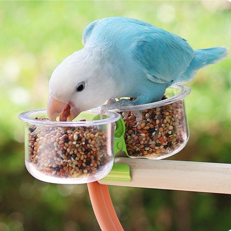 Bridge Feeding Cup Toy with Clip for Bird Parrots Parakeets Cockatiel Conure Pet Bird Feeder Cup Bowl