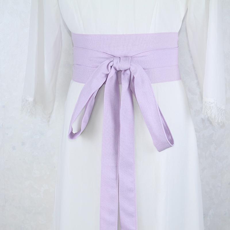 360cm Traditional Chinese Hanfu Waist Belt Cotton Linen Long Silk Sash Antique Elegant Solid Color Dress Decor for Women