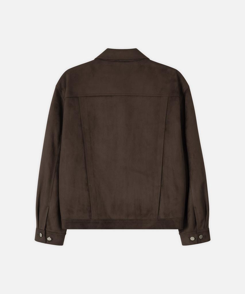 Draw Fit Layered Minimal Suede Jacket [Brown]
