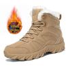 Men's Large-Size Outdoor Snow Hiking Boots - Military Combat Style, Plus Velvet, Warm, High-Top Field Boots