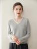 Autumn/Winter 2025 Two-Piece Color Block Cashmere Women's Slimming Knit Pullover