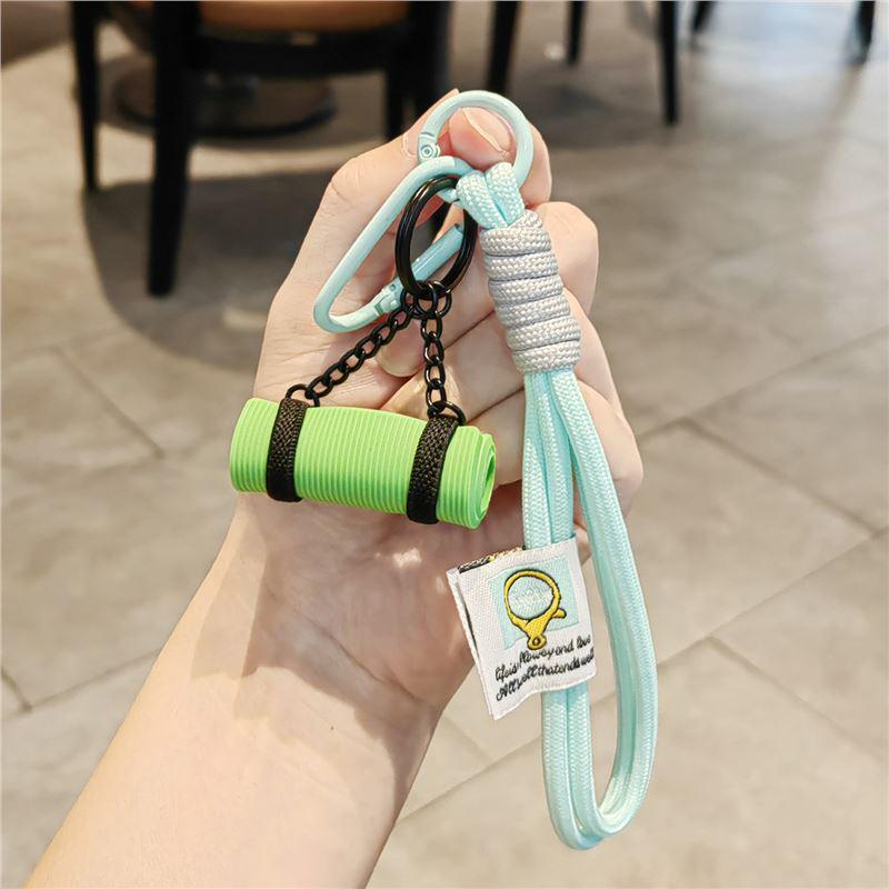 Yoga Mat Pendant Keychain: Fitness Charm for Men & Women